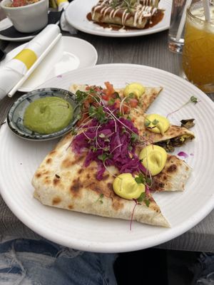 Cheese quesadilla with mushroom and cashew cream  at Bar Verde in New York City