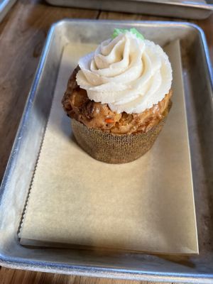 Carrot cake muffin (vegan and gluten free)  at Red Barn Bakery in Irvington