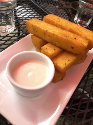 Polenta Fries with Cashew Sauce  at Red Zebra in Sleepy Hollow