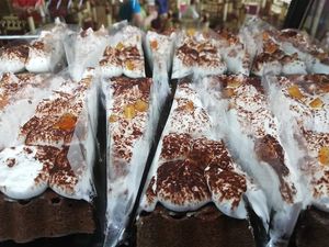 Chestnut cake at Govinda Csillaghegy in Budapest