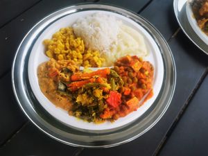 Big "thali" plate at Govinda Csillaghegy in Budapest