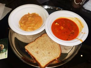 Butter bean stew and vegan bean goulash with smoked tofu at Govinda Csillaghegy in Budapest