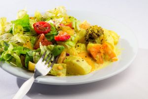 Subji with salad at Govinda Csillaghegy in Budapest