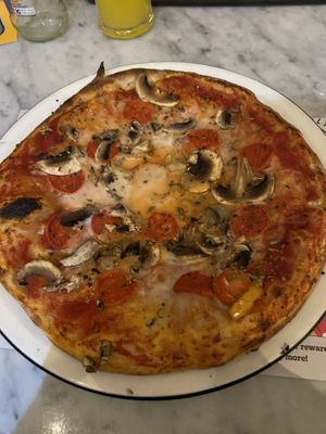 Vegan margherita with mushrooms   at Pizza Express - North Bridge in Edinburgh