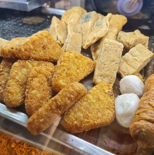 Hashbrown,  Fried Fish , Fishball etc ~ 3/4/22 at Seng Hee Vegetarian Food in Northeast Singapore