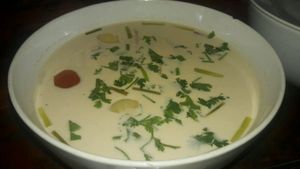 Tom yum vegetables in coconut milk at Give Green Farm House Restaurant in Muang