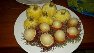 Seasonal fresh fruit at Give Green Farm House Restaurant in Muang