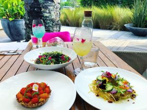Tomato Tartalette, Seaweed Salad, Som Tam Salad. at Plant Miami in Miami