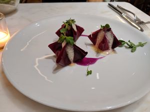 Beet wrapped appetizers at Plant Miami in Miami