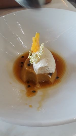 Passion fruit flan at Plant Miami in Miami