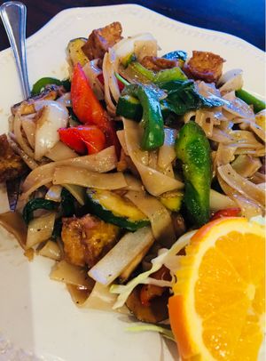 Basil Noodles with Tofu and no egg at Sa Wad Dee in Meridian