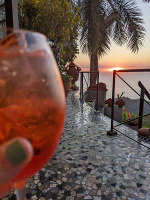 Aperol spritz and view at Hotel Villa Caletas in Herradura