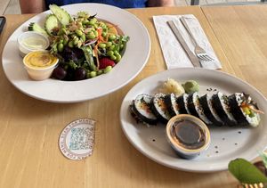 Veggie sushi and edamame salad. Yum!! at Fire Street Food in Savannah