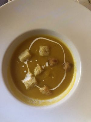Vegan pumpkin soup  at Coogi's Restaurant in Mdina