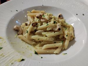 This pasta could have been better. Was a little dry but was supposed to have turmeric cream. at Coogi's Restaurant in Mdina