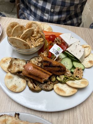 Vegan platter including vegan cheese  at Coogi's Restaurant in Mdina