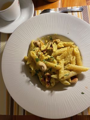 Vegan (undercooked) pasta with cashew sauce   at Coogi's Restaurant in Mdina