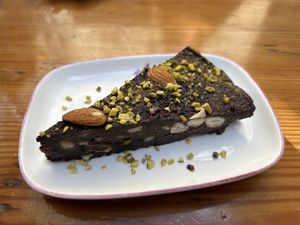 Choco nutty cake - the best I’ve ever eaten.  at Coogi's Restaurant in Mdina