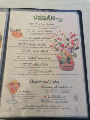 Vegan mains and desserts at Coogi's Restaurant in Mdina