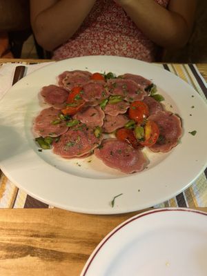 Beetroot raviolii  at Coogi's Restaurant in Mdina