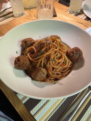 Vegan spaghetti meatballs (Beyond Meat)  at Coogi's Restaurant in Mdina