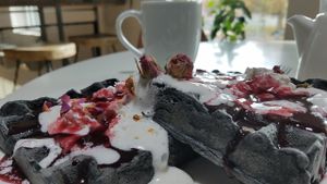 The GF charcoal waffles are the bomb!  at Cuppa in Ogden