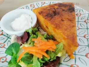 Sweet potato tortilla at Verdetariano in Sevilla