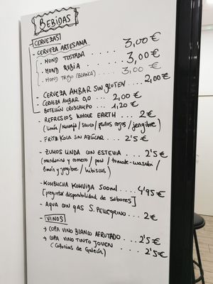 Drinks menu at Verdetariano in Sevilla
