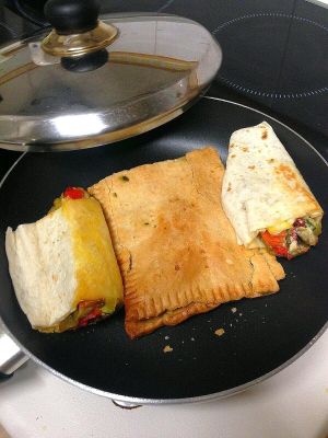 burrito and empanada at Verdetariano in Sevilla
