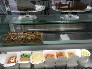 All the vegan foods available to take away - everything so tempting  at Verdetariano in Sevilla