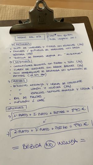 Menú at Verdetariano in Sevilla