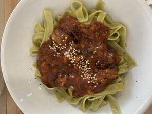 Pasta de espinacas  at Verdetariano in Sevilla