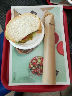Vegan chick pea omelet sandwich at TLV - Aroma - T3 in Tel Aviv