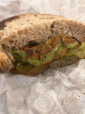 Chickpea omelet sandwich  at TLV - Aroma - T3 in Tel Aviv