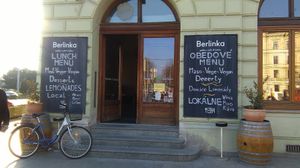 entrance at Berlinka Cafe in Bratislava