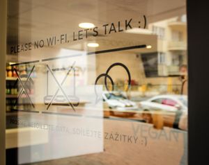 no wifi :-) at Vegan Food & Sweet Bar in Brno