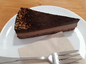 Chocolate cheesecake (GF) at Vegan Food & Sweet Bar in Brno