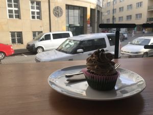 gluten free coffee cupcake at Vegan Food & Sweet Bar in Brno