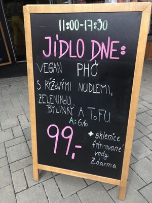Daily menu  at Vegan Food & Sweet Bar in Brno