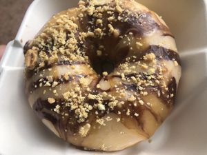 Snickers donut  at Vegan Food & Sweet Bar in Brno
