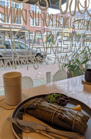 Vegan tamale at OKO - Cultural Melting Point in Amsterdam