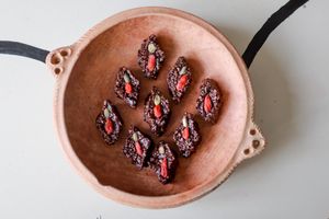 Raw vegan chocolates with goji berries at OKO - Cultural Melting Point in Amsterdam
