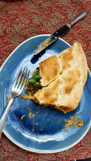 The ciabatta with curry and veggies! at OKO - Cultural Melting Point in Amsterdam