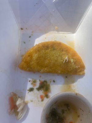 Closer image of empanada…on the small side but good for price and taste ! at Radha's Kitchen in Alachua