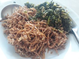 Banana Flower Salad and another kind of salad at Phatham Shop in Chiang Mai