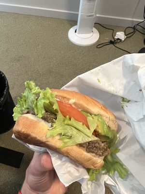 Lentil burger (to go)  at Something Vegan in Toluca Lake