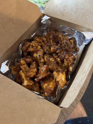 Orange chicken   at Something Vegan in Toluca Lake