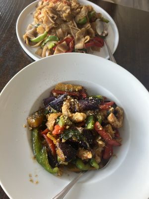 Drunken noodles are #1. The eggplant pumpkin dish rules. Just tried the vegan shrimp   at Something Vegan in Toluca Lake