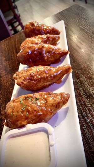 Dynamite Drumsticks 
Sweet chilli drumsticks with homemade ranch on the side they were as advertised delicious!   at Something Vegan in Toluca Lake