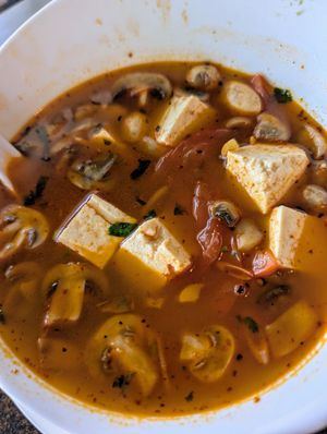 Tom Yum Soup at Something Vegan in Toluca Lake